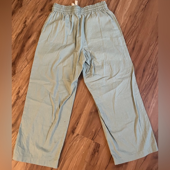 J. Crew Wide Leg Linen Drawstring Pants - light green - Picture 2 of 3